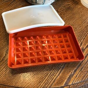 Vintage Tupperware 1292-7 Hot Dog Bacon Deli Meat Keeper Marinade w/Lid Paprika